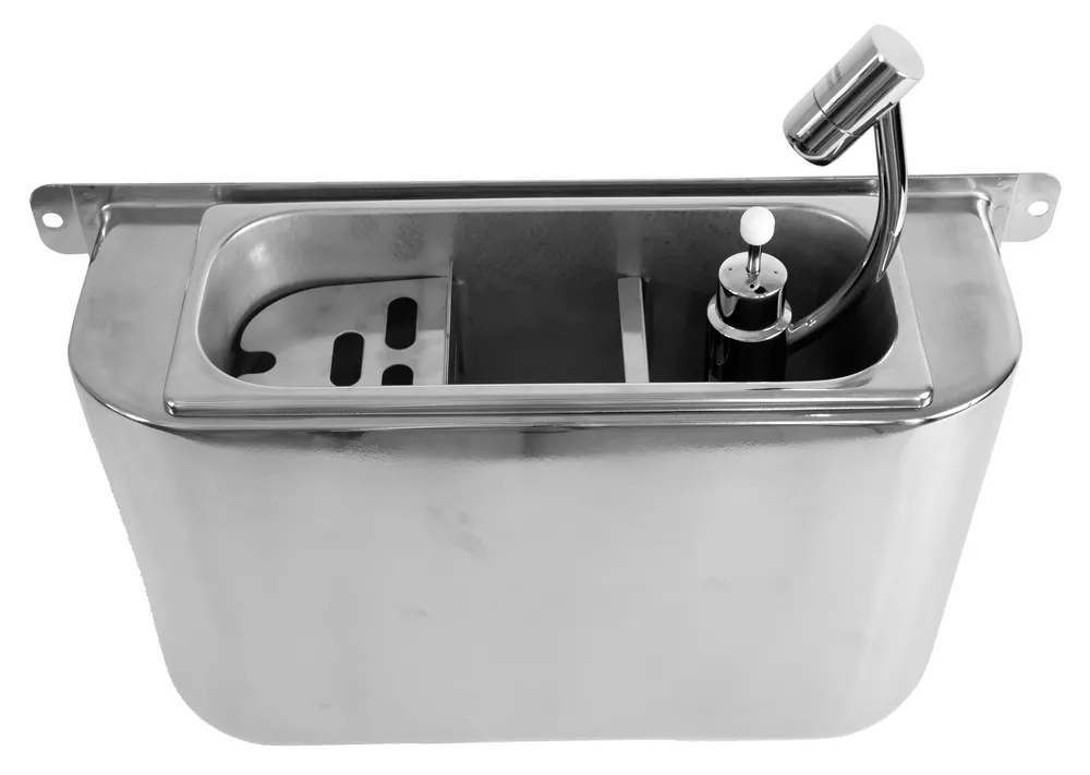 Gereduceerde Prijs IJslepel spoelbak met ijslepeldouche - 410x120x(h)270mm - Incl. waterafvoergat, wateraansluiting en standpijp