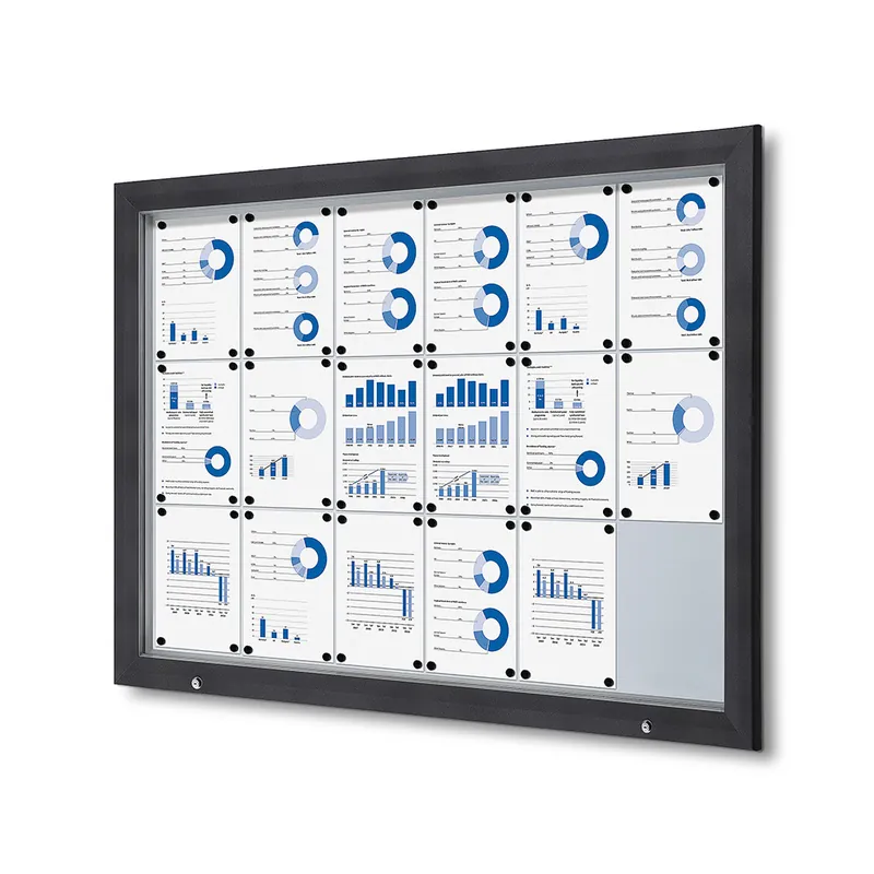 Direct Beschikbaar Vergrendelbaar notitiebord outdoor - Met gasveer 18x A4 - Antraciet