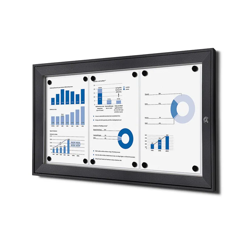 Vergrendelbaar notitiebord indoor - Antraciet 3x A4 Direct Beschikbaar