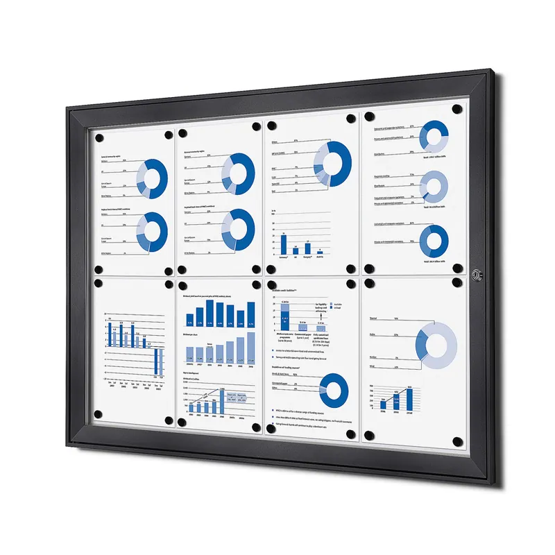 Vergrendelbaar notitiebord indoor - Antraciet 8x A4 Uitverkoop