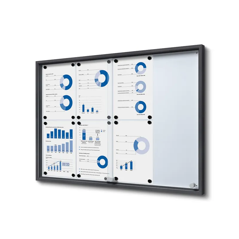 Nu Kopen Notitiebord met schuifdeuren Slim - 8x A4 Antraciet