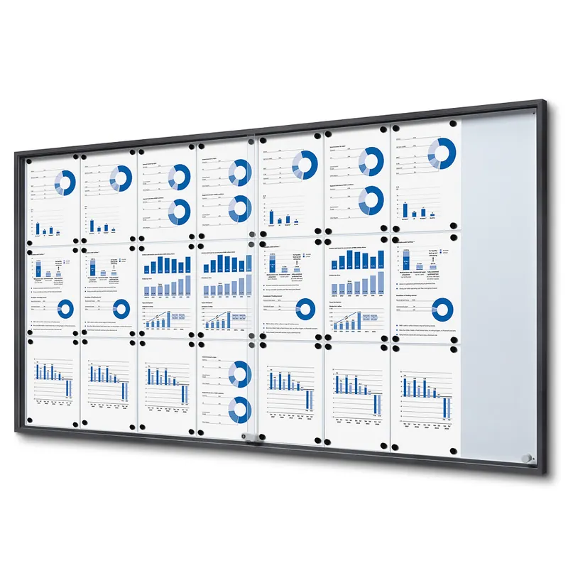Notitiebord met schuifdeuren Slim - 24x A4 Antraciet Rechtstreeks Van De Fabrikant