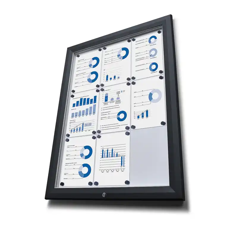 Snelle Levering Vergrendelbaar notitiebord outdoor - Met gasveer 18x A4 - Zwart