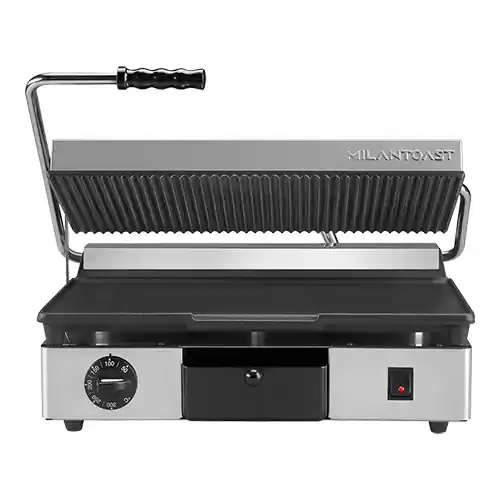 Contactgrill geribd/glad Milantoast - 460x380x(h)170mm Nieuw