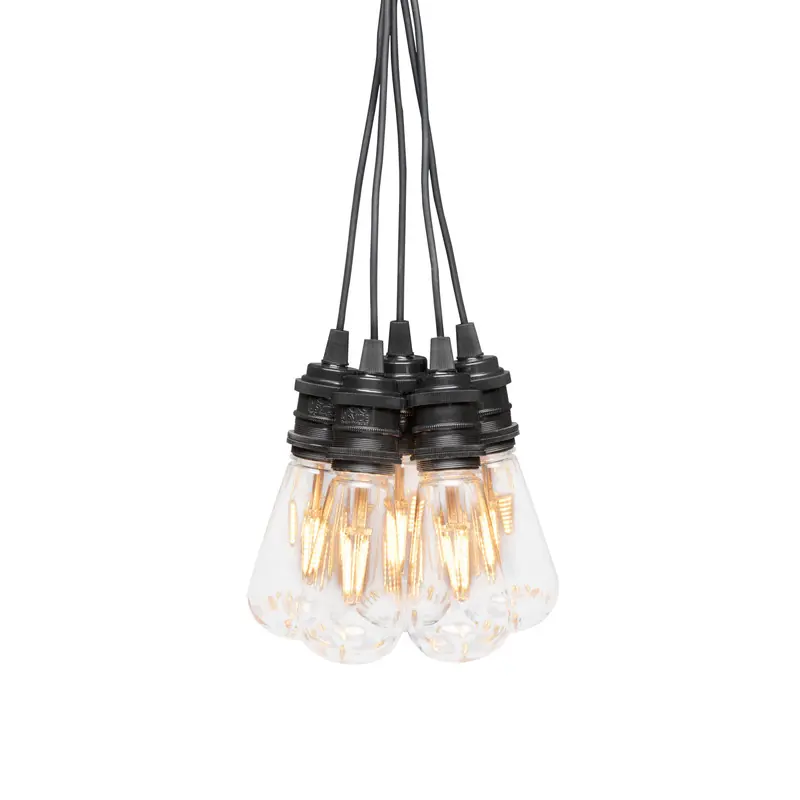 Meest Verkocht Koppelbaar lichtsnoer startset - Edison extra warm wit met zwart snoer - Lengte 10m