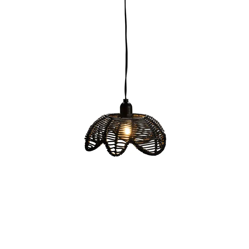 Lampenkap rotan bloem zwart - 20x8.5cm - 5 stuks Beperkt Aanbod