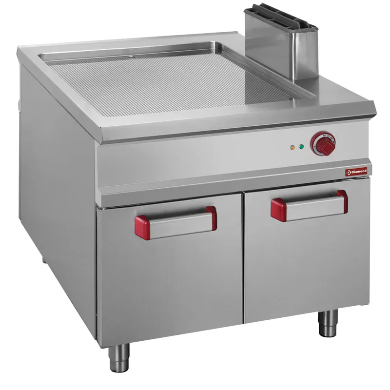 Weekendaanbieding Pass-Through bakplaat elektrisch met onderkast - Geribt - 900x1100x(h)850mm