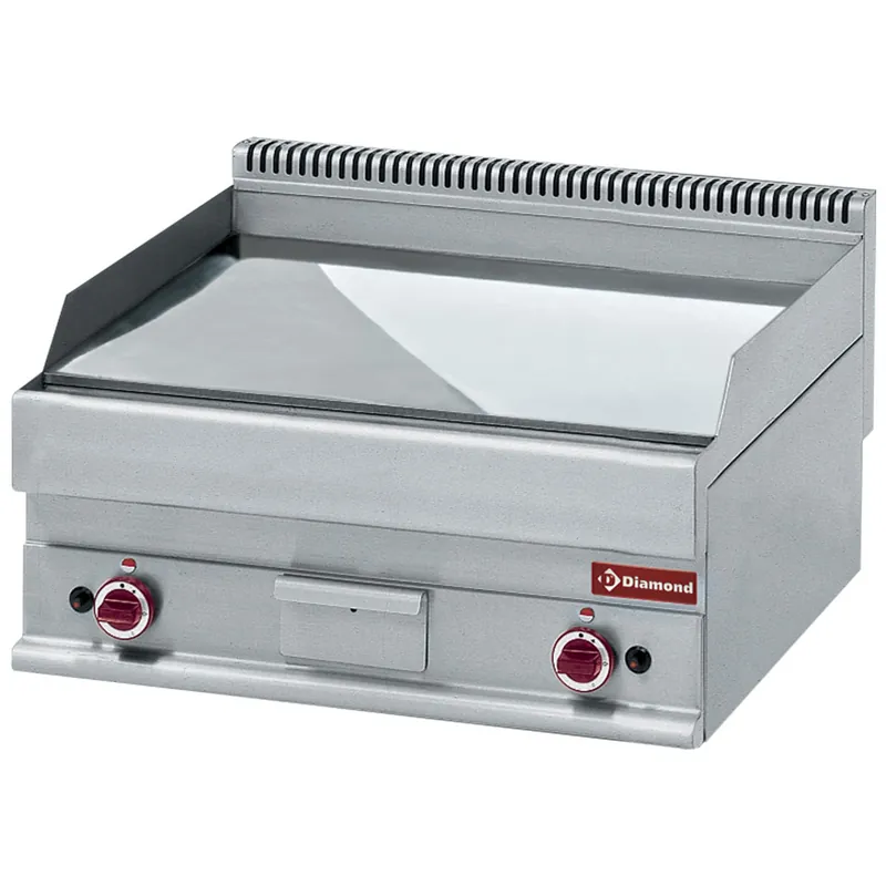 Premium Braadplaat op gas vlakke plaat -Top- hard verchroomde "50 µm" - 700x650x(h)280/380mm