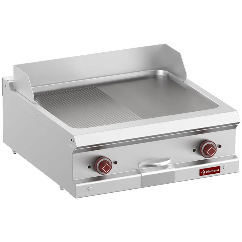 Express Levering Elektrische bakplaat 400V - 1/2 glad en 1/2 geribd - 700x730x(h)320mm