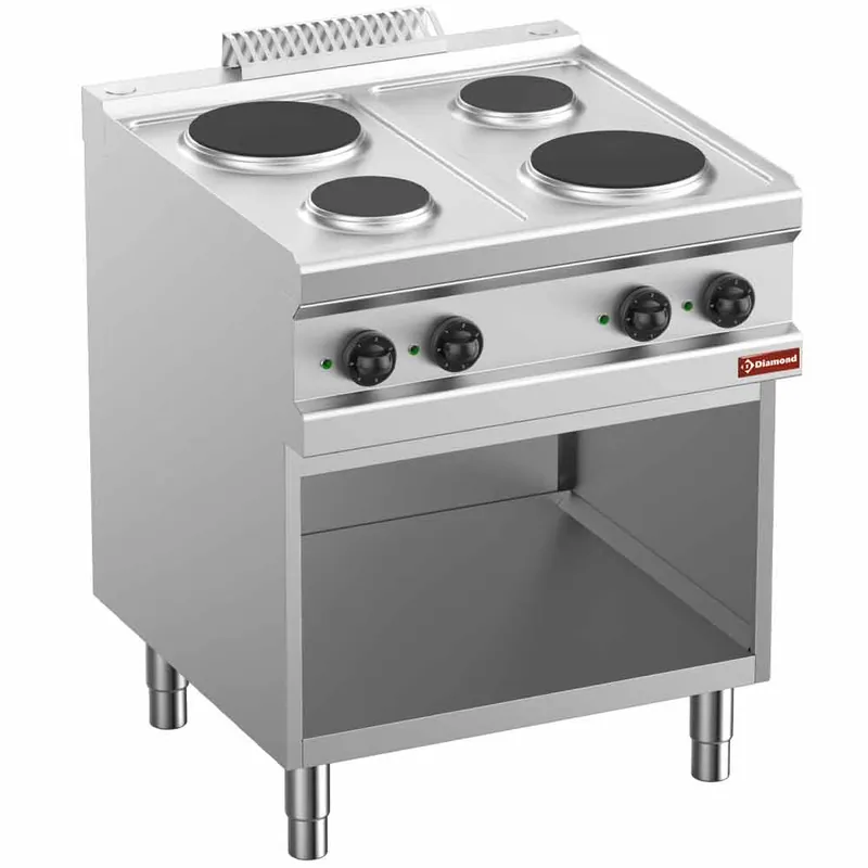 Nieuw Elektrisch fornuis, 4 ronde kookplaten, op kast - 700x700x(h)850mm