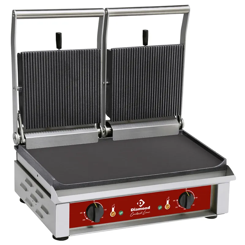 Contactgrill dubbel - Geribt/glad - 600x385x(h)220mm Alleen Vandaag
