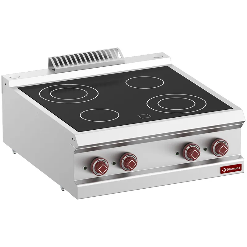 Gratis Retour Vitrokeramische kookplaat 4 zones - 700x730x(h)320mm - 400V