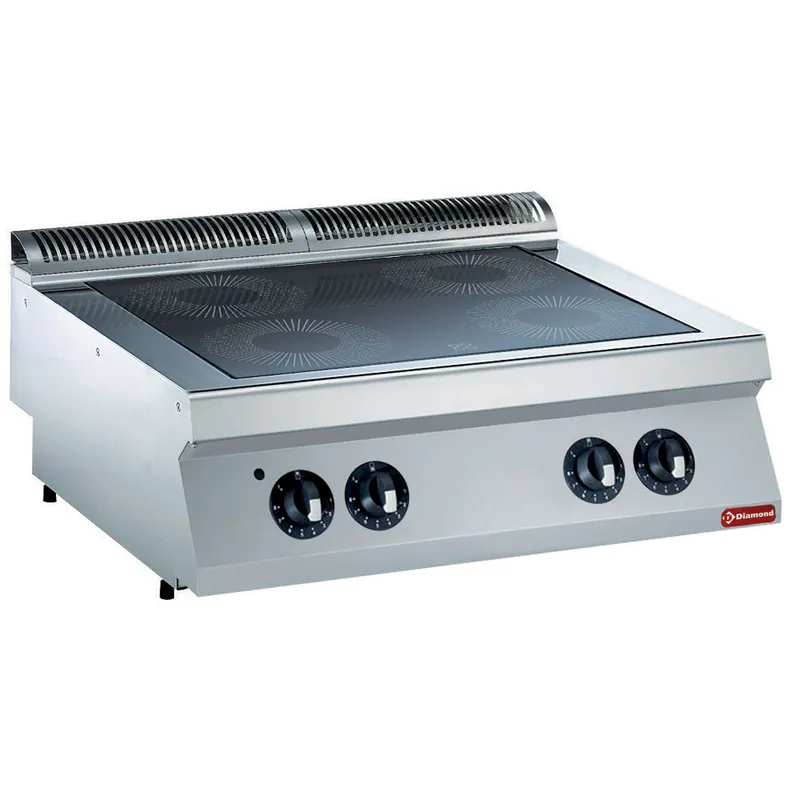 Vitrokeramische kookplaat 4 zones - 800x730x(h)320mm - 400V Koop Vandaag