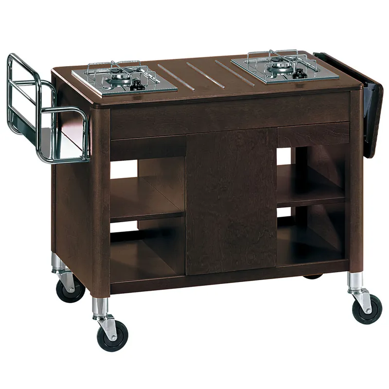 Flambeerwagen wengé - 2 gasbranders - 1115x1320x(h)810mm Koop Vandaag
