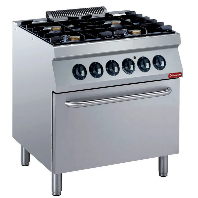 Seizoensaanbieding Gasfornuis 4 branders - Elektrische oven 2/1GN