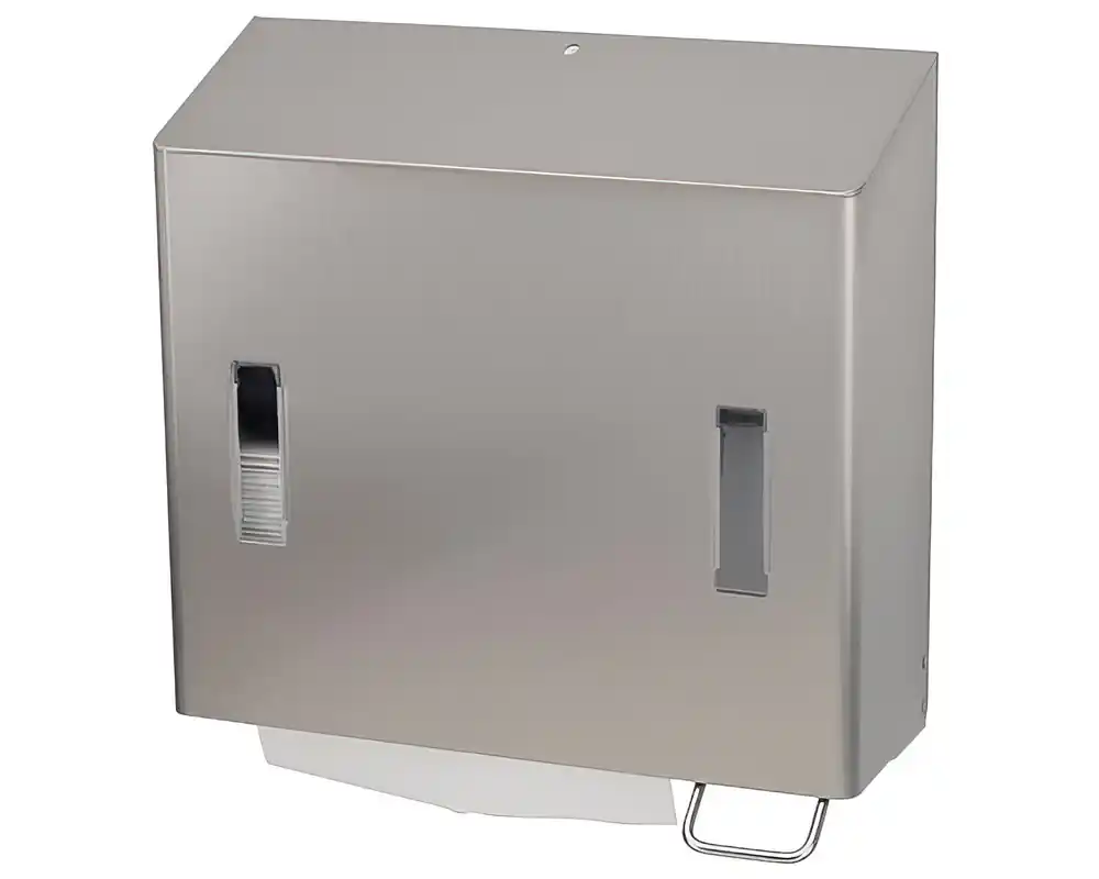 Finale Uitverkoop RVS combinatie zeep- en handdoekdispenser - Zeep rechts