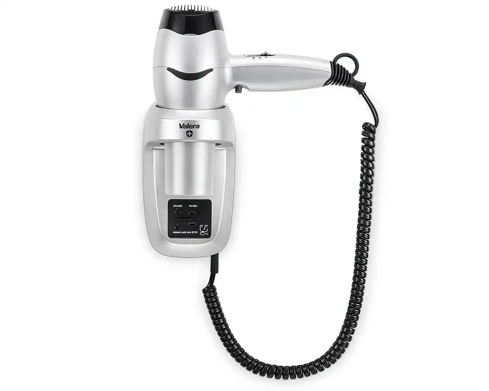 Nieuw Wandhaardroger met shaver aansluiting - RVS look