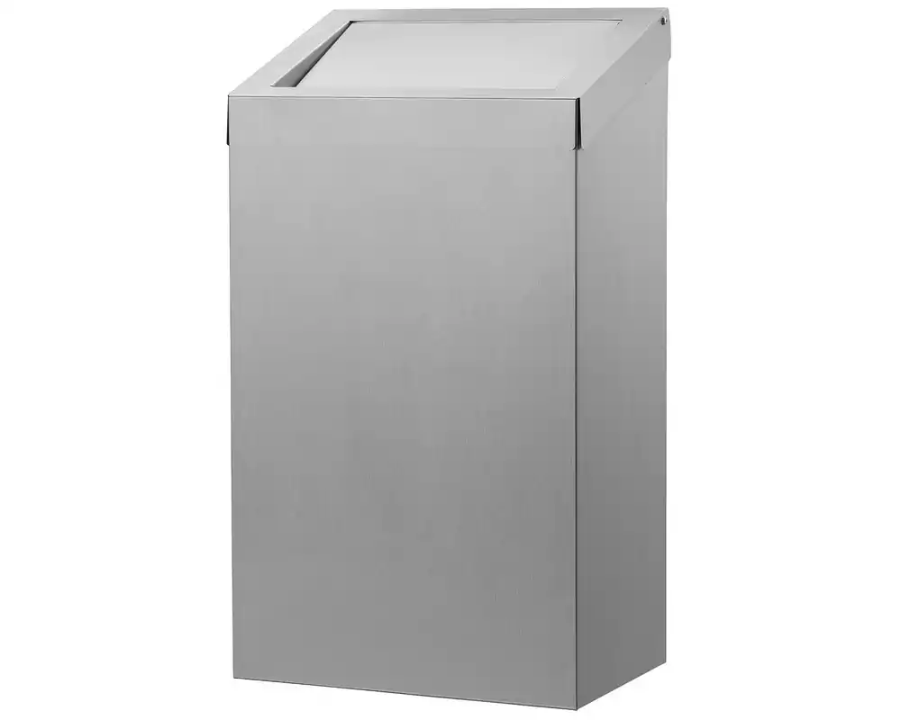 RVS afvalbak 50L - Met pushklep - Vrijstaand of wandmontage Veilige Betaling