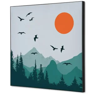 Wanddecoratie zon en vogels - 400x400mm Speciale Aanbieding