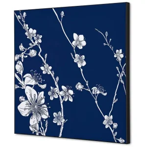 Wanddecoratie Japanse bloesem blauw - 400x400mm Nieuw