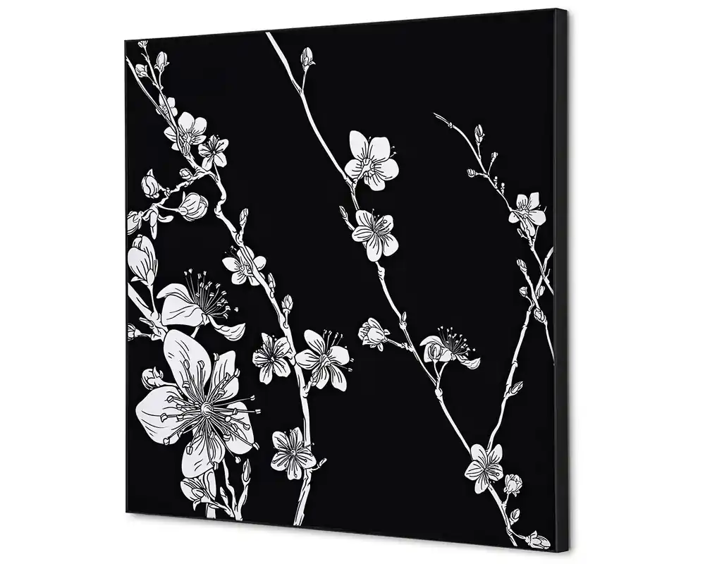 Wanddecoratie Japanse bloesem zwart - 400x400mm Exclusieve Aanbieding