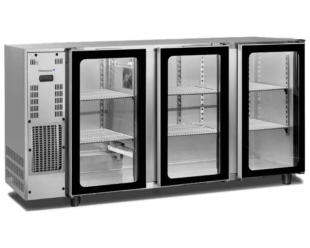 Hoge Kwaliteit Flessenkoeling 3 glasdeuren Marecos - RVS - 2065x565x(h)890mm