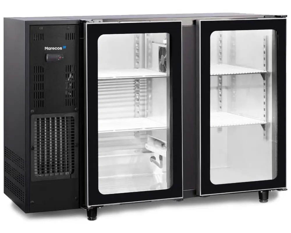 Flessenkoeling 2 glasdeuren Marecos - Zwart - 1455x565x(h)890mm Direct Beschikbaar