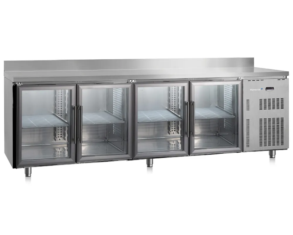 Marecos Softline koelwerkbank - 4 glasdeuren+spatrand - 2500x600x(h)858mm Goedkoop