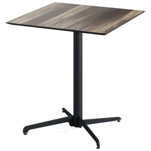 X Cross terrastafel zwart frame + Tropical Wood HPL tafelblad tafelblad 70x70cm Meest Verkocht