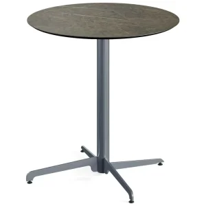 X Cross terrastafel grijs frame + Midnight Marble HPL tafelblad tafelblad Ø70cm Shop Nu