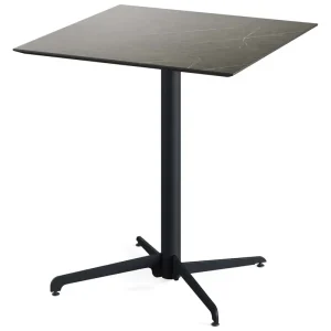 Dagaanbieding X Cross terrastafel zwart frame + Midnight Marble HPL tafelblad tafelblad 70x70cm