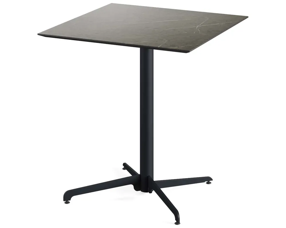 Dagaanbieding X Cross terrastafel zwart frame + Midnight Marble HPL tafelblad tafelblad 70x70cm