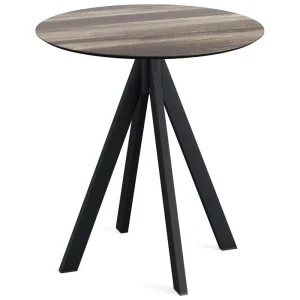 Infinity terrastafel zwart frame + Tropical Wood HPL tafelblad tafelblad Ø70cm Meest Verkocht