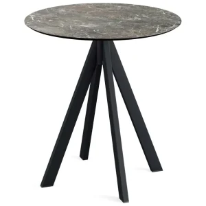 Direct Verzonden Infinity terrastafel zwart frame + Galaxy Marble HPL tafelblad tafelblad Ø70cm