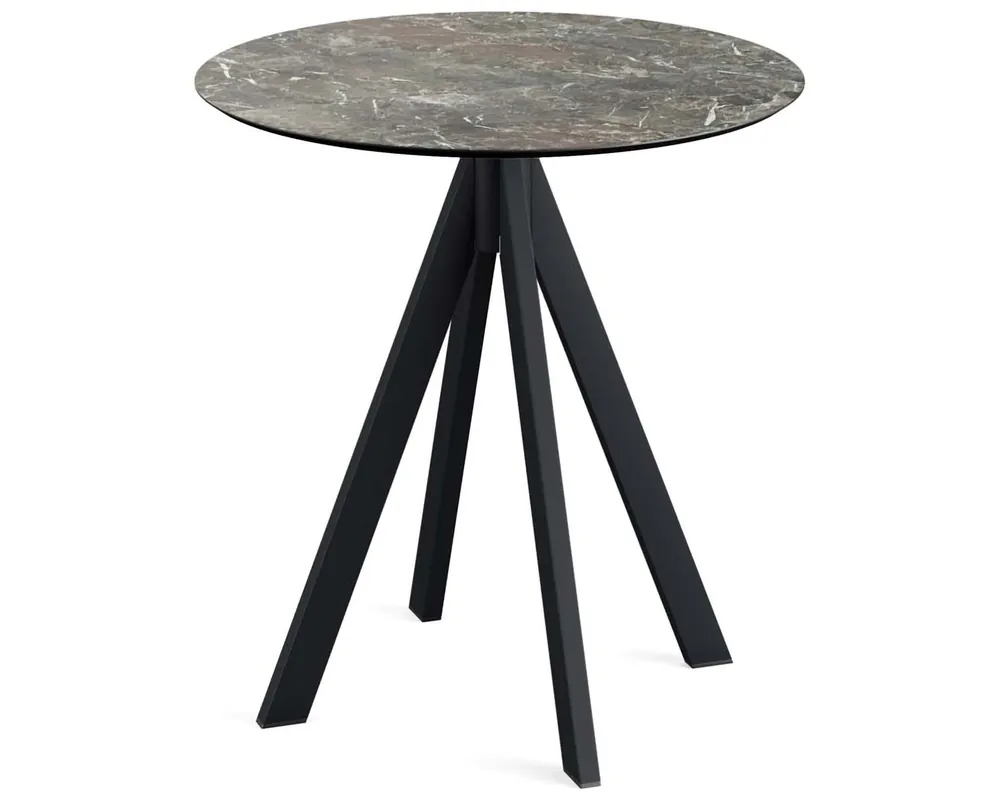 Direct Verzonden Infinity terrastafel zwart frame + Galaxy Marble HPL tafelblad tafelblad Ø70cm