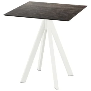 Infinity terrastafel wit frame + Riverwashed Wood HPL tafelblad tafelblad 70x70cm Premium
