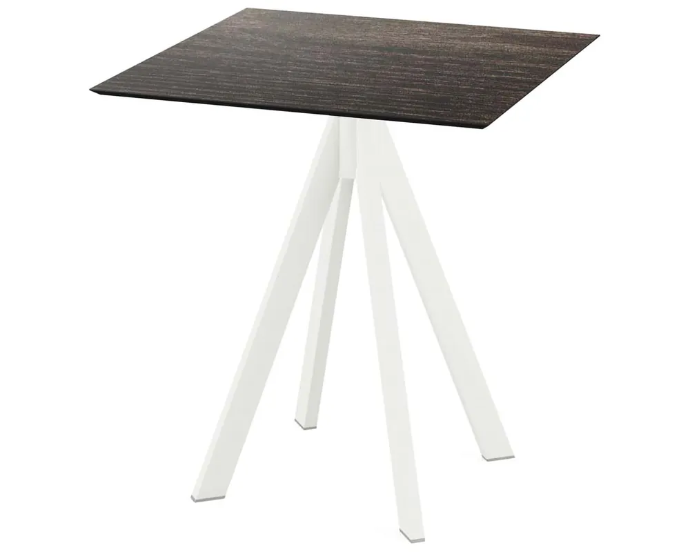 Infinity terrastafel wit frame + Riverwashed Wood HPL tafelblad tafelblad 70x70cm Premium