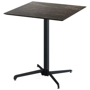 X Cross terrastafel zwart frame + Riverwashed Wood HPL tafelblad tafelblad 70x70cm Seizoensaanbieding