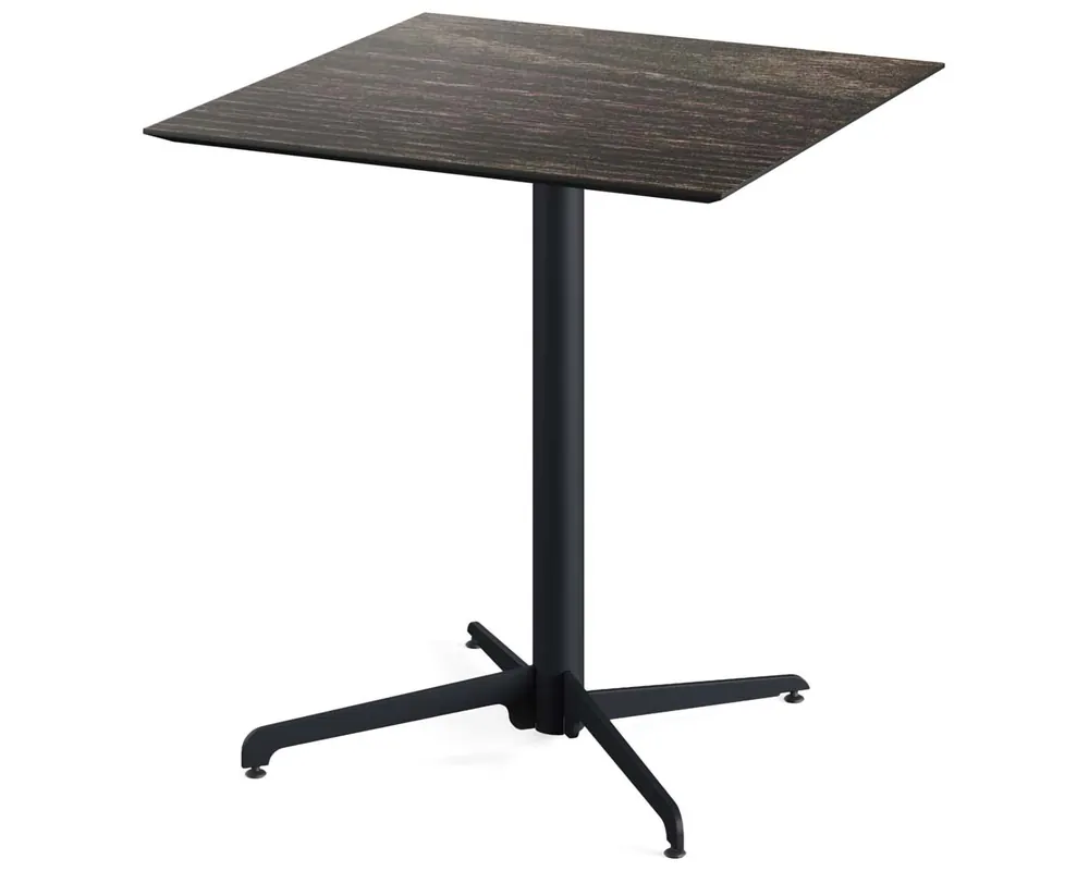 X Cross terrastafel zwart frame + Riverwashed Wood HPL tafelblad tafelblad 70x70cm Seizoensaanbieding
