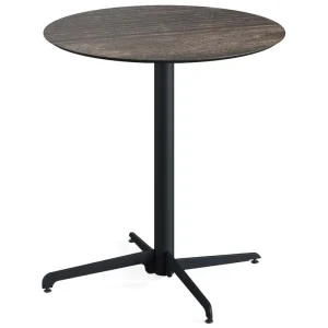 Meest Verkocht X Cross terrastafel zwart frame + Riverwashed Wood HPL tafelblad tafelblad Ø70cm