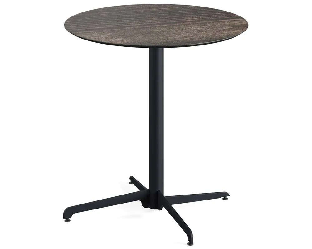 Meest Verkocht X Cross terrastafel zwart frame + Riverwashed Wood HPL tafelblad tafelblad Ø70cm