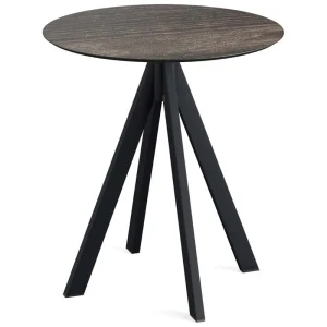 Meest Verkocht Infinity terrastafel zwart frame + Riverwashed Wood HPL tafelblad tafelblad Ø70cm