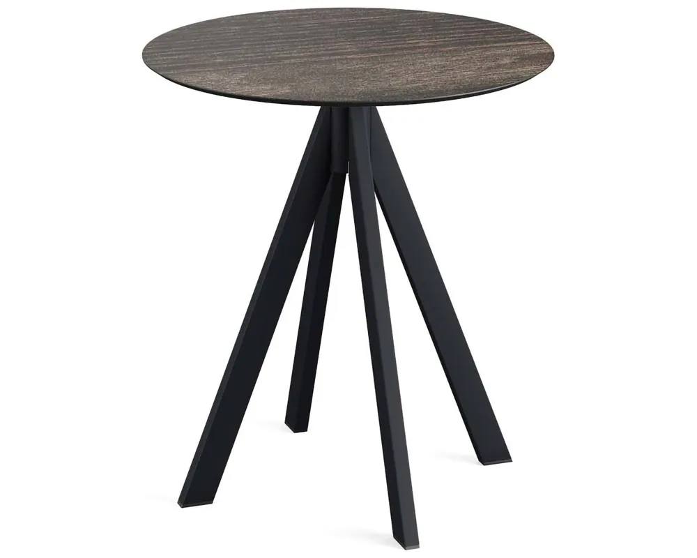 Meest Verkocht Infinity terrastafel zwart frame + Riverwashed Wood HPL tafelblad tafelblad Ø70cm
