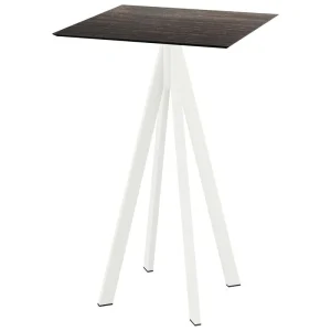 Infinity statafel wit frame + Riverwashed Wood HPL tafelblad 70x70cm Dagaanbieding