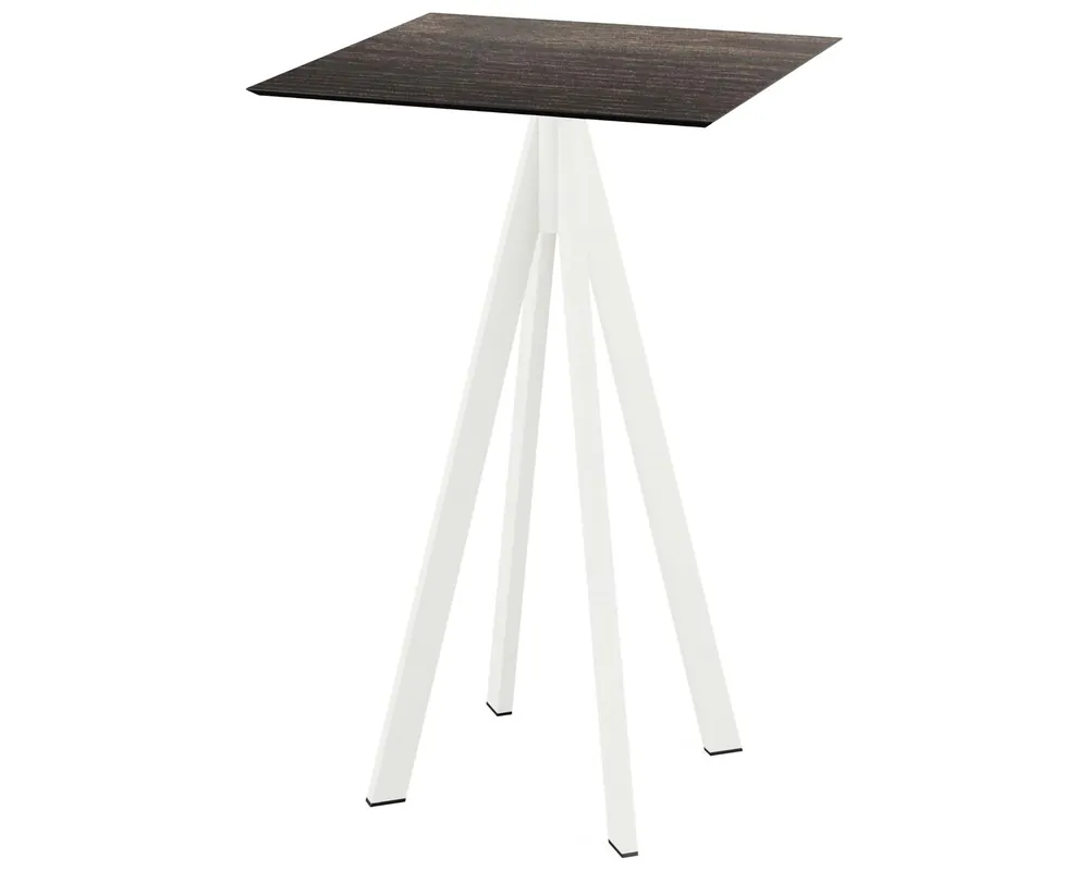 Infinity statafel wit frame + Riverwashed Wood HPL tafelblad 70x70cm Dagaanbieding