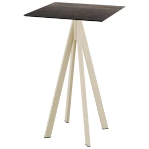 Fabrieksprijs Infinity statafel zand frame + Riverwashed Wood HPL tafelblad 70x70cm