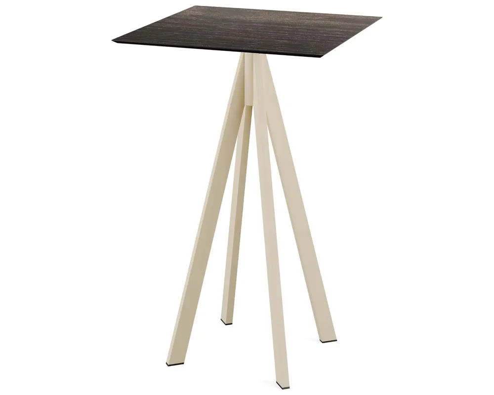 Fabrieksprijs Infinity statafel zand frame + Riverwashed Wood HPL tafelblad 70x70cm