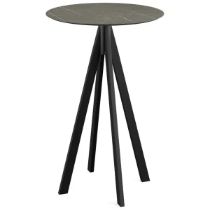 Direct Verzonden Infinity statafel zwart frame + Midnight Marble HPL tafelblad Ø70cm