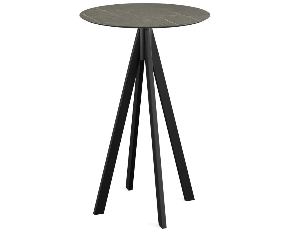 Direct Verzonden Infinity statafel zwart frame + Midnight Marble HPL tafelblad Ø70cm