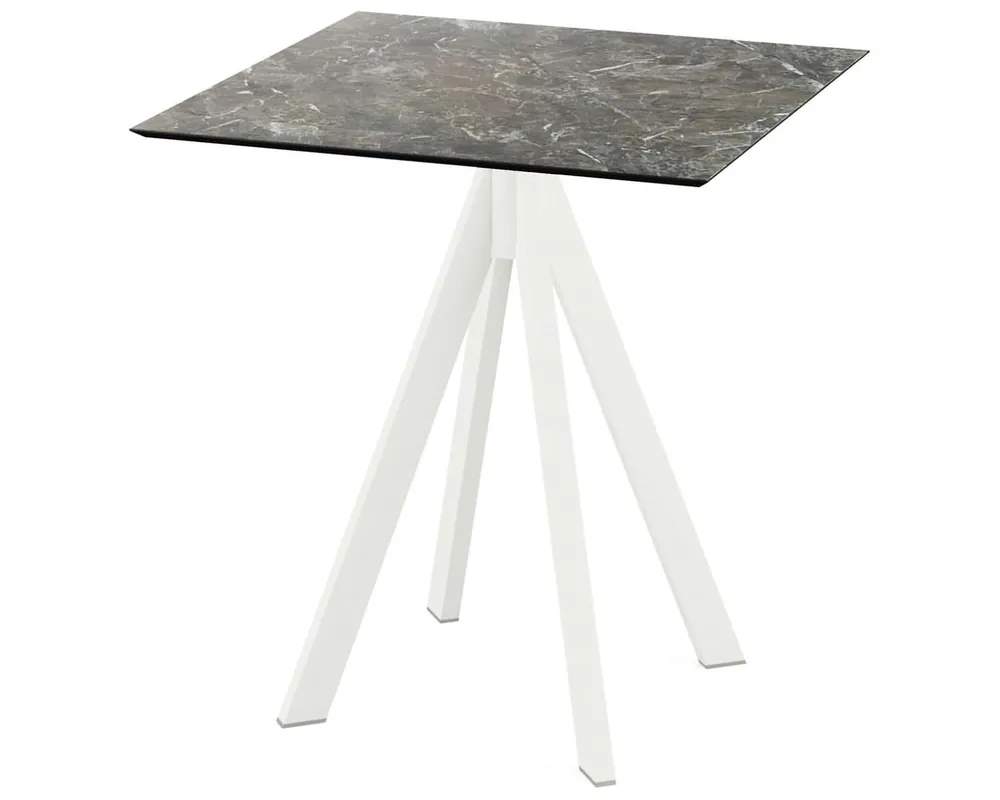 Koop Vandaag Infinity terrastafel wit frame + Galaxy Marble HPL tafelblad tafelblad 70x70cm